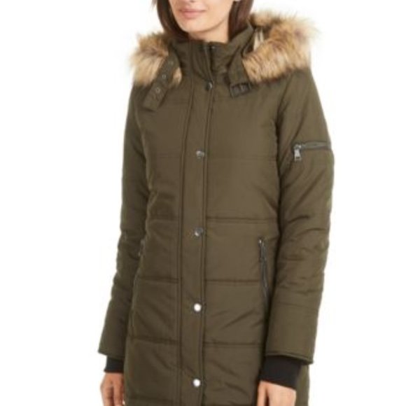 Maralyn & Me Jackets & Blazers - Maralyn & Me Puffer Coat XL Faux Fur Hood Green M